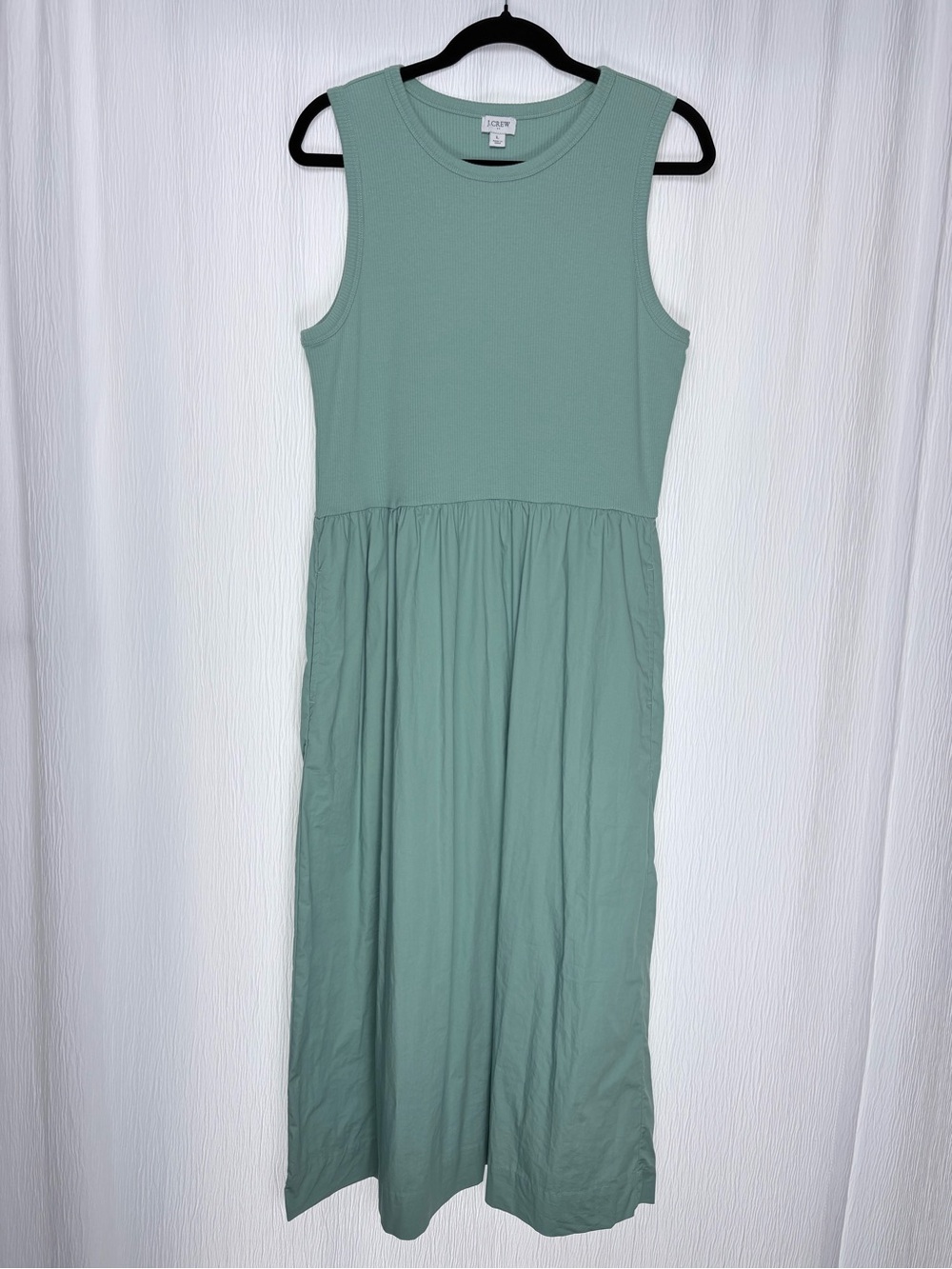 J. Crew, Sleeveless Midi Dress, Cotton Blend, Size Large